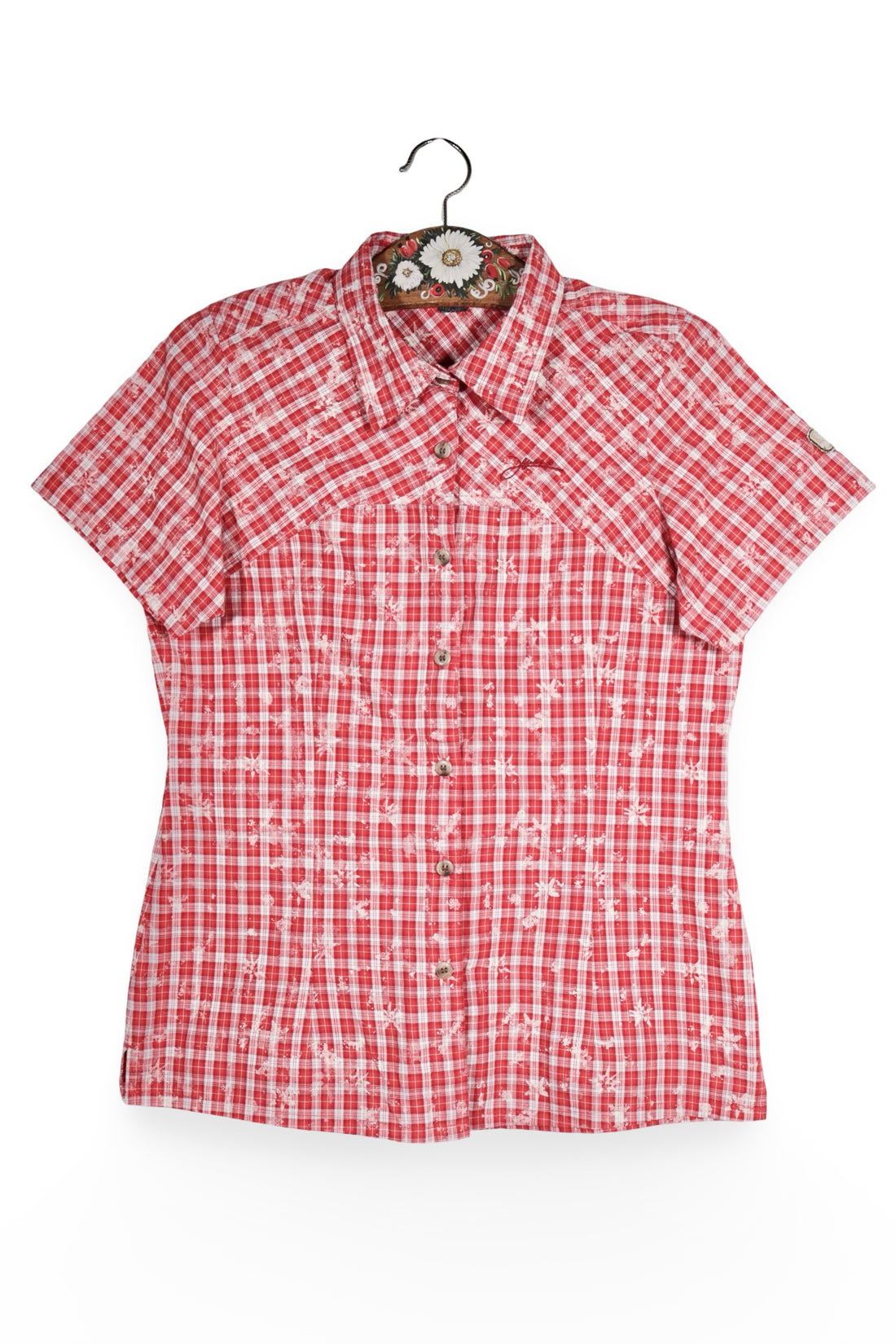 Cămașă - Premium roșie in carouri cu croială casual – M – Femei - fata