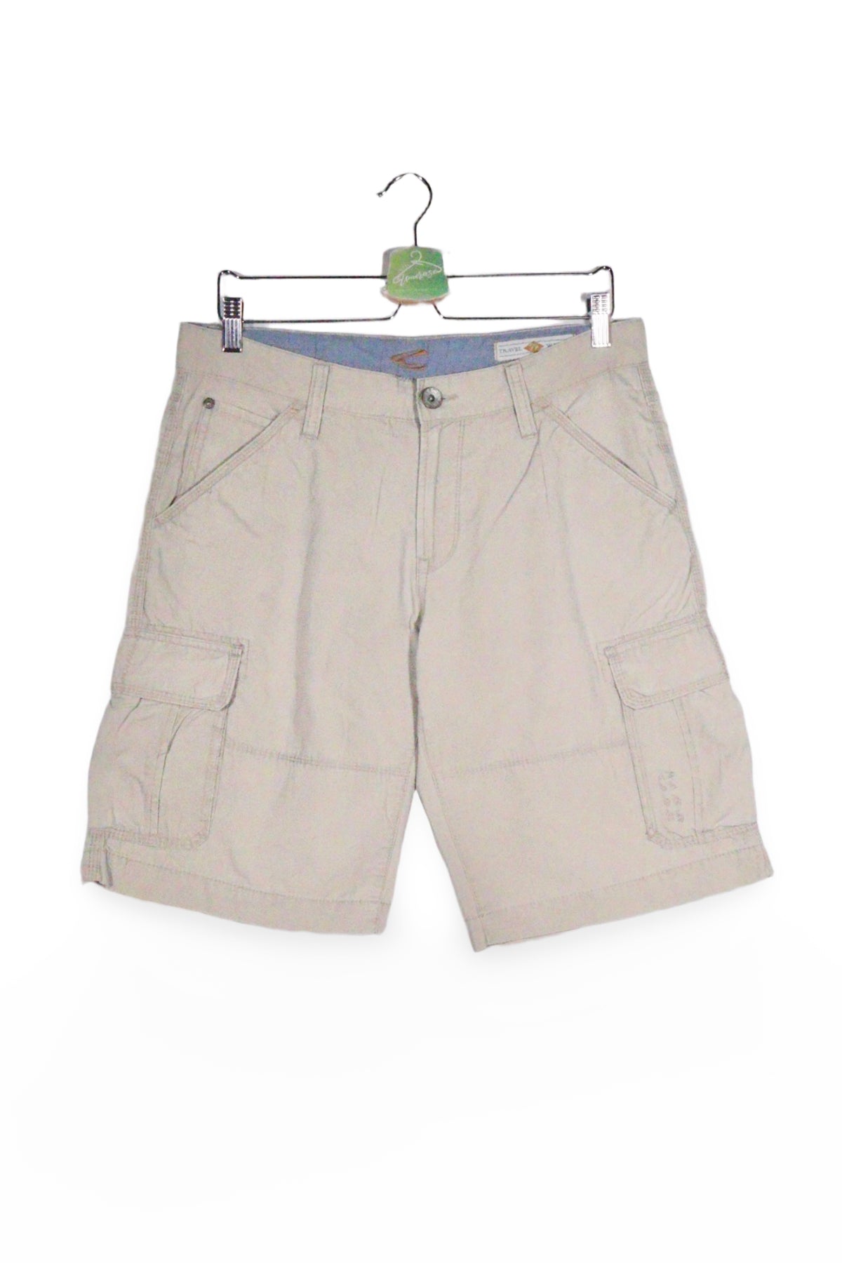 Pantaloni scurți - Camel bej din bumbac cu buzunare cargo – M – Bărbați - fata
