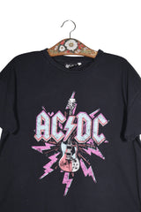 Tricou - Premium negru cu print grafic AC/DC – L – Femei - detaliu