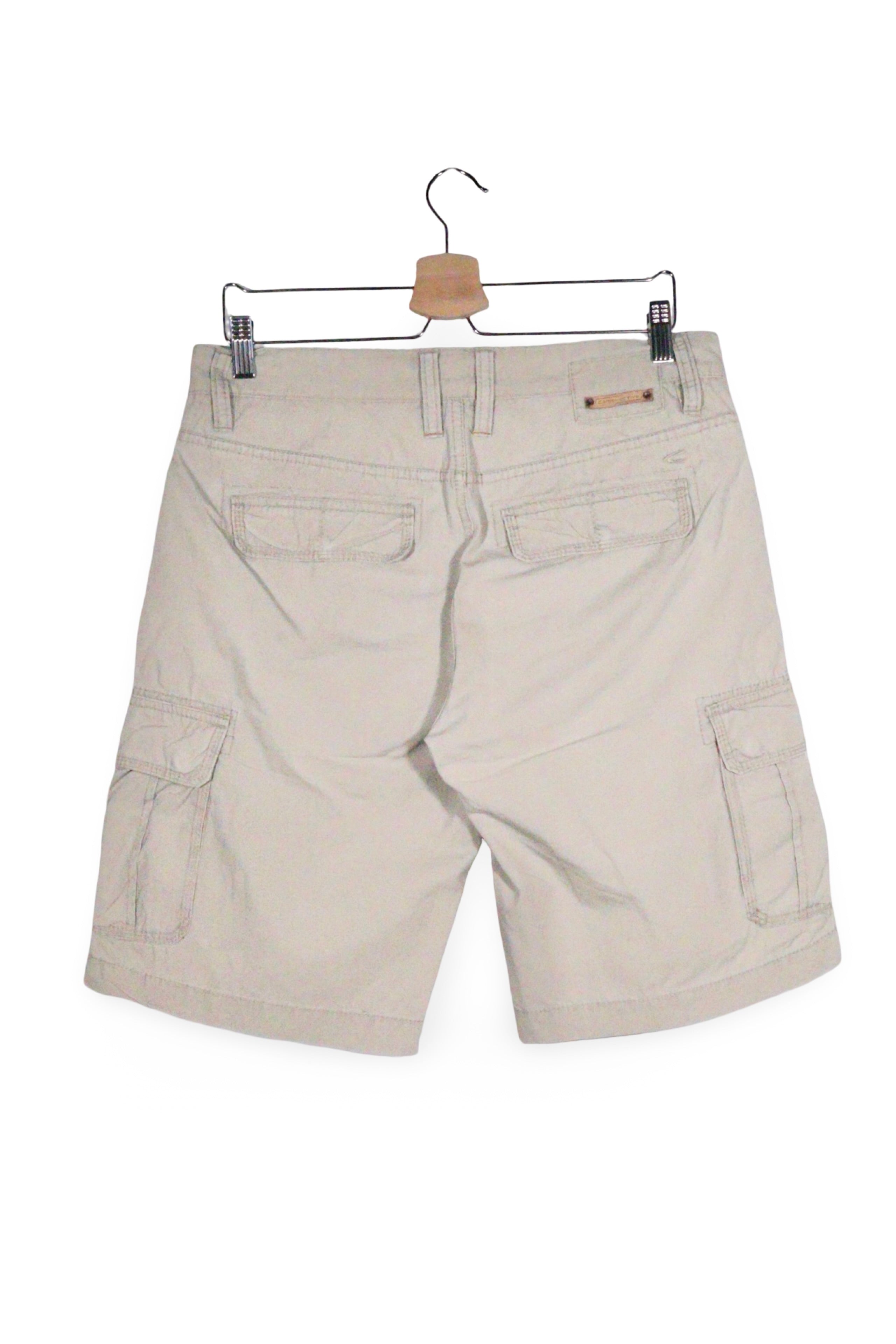 Pantaloni scurți - Camel bej din bumbac cu buzunare cargo – M – Bărbați - spate