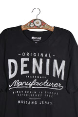 Tricou - Mustang negru din bumbac cu print frontal – 3XL – Femei - detaliu