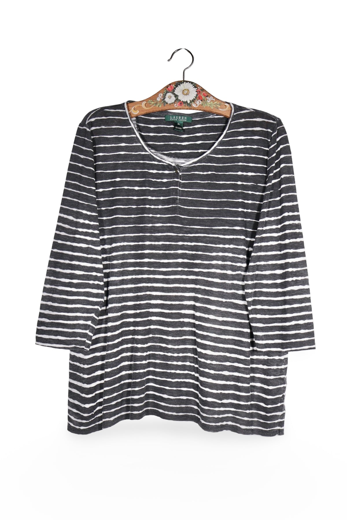 Bluză - Ralph Lauren neagra in dungi albe cu croiala lejera – XL – Femei - fata