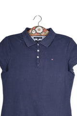Tricou - Tommy Hilfiger bleumarin din bumbac cu croială slim fit – L – Femei - detaliu