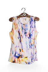 Top - Calvin Klein multicolor cu imprimeu abstract si croiala lejera – S – Femei - fata