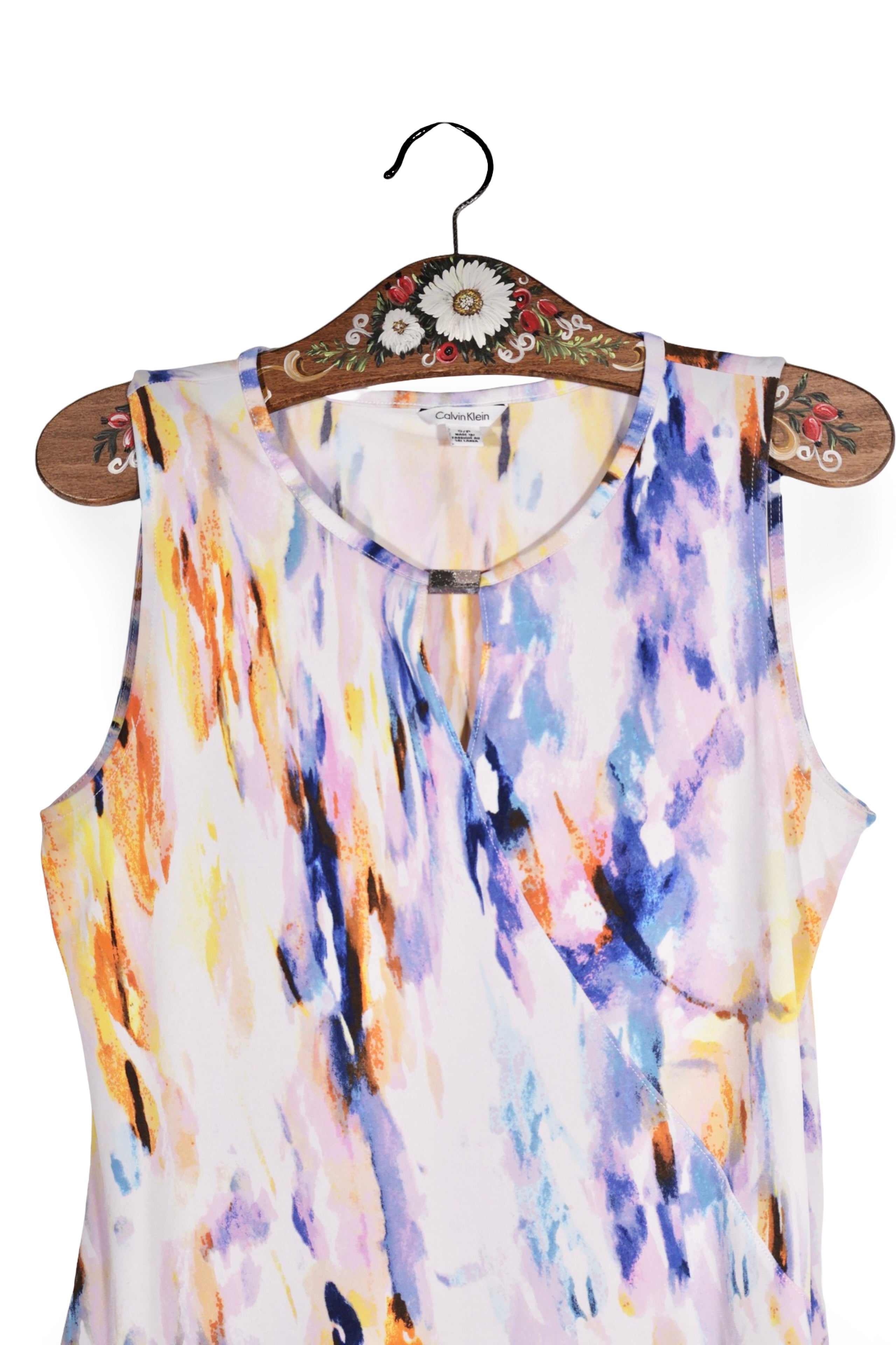 Top - Calvin Klein multicolor cu imprimeu abstract si croiala lejera – S – Femei - detaliu