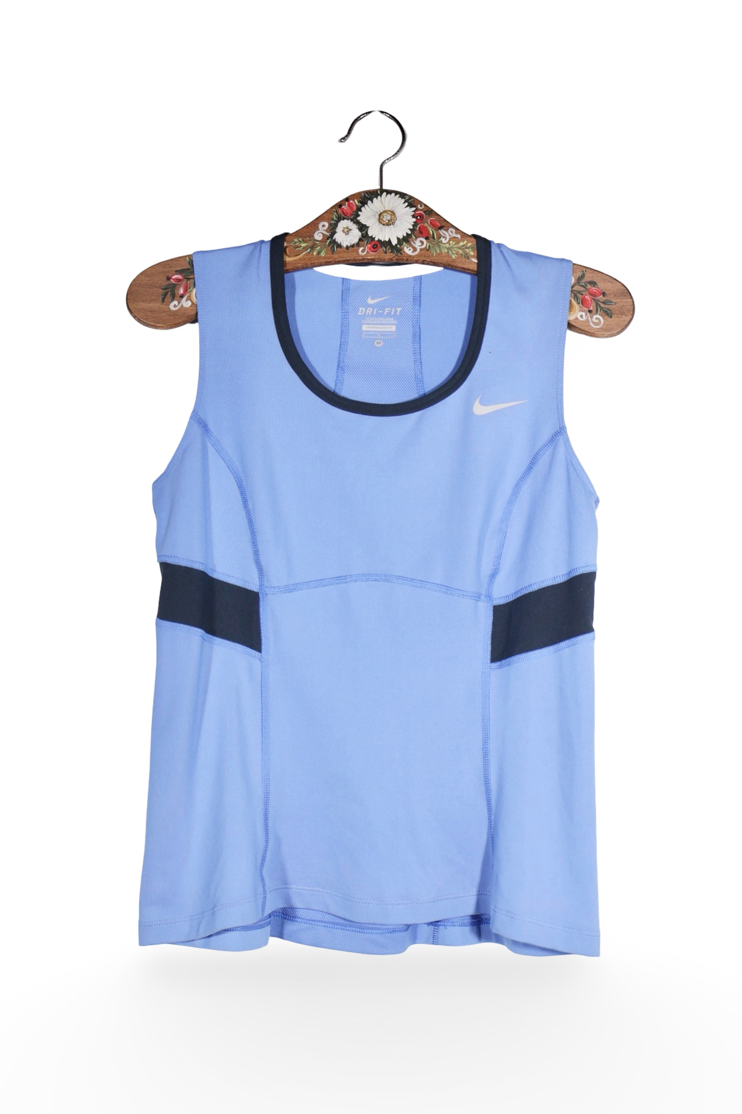 Maiou - NIKE albastru deschis Dri-FIT cu inserții bleumarin – M – Femei - fata