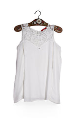 Top - Guess alb cu dantela si croiala lejera – XS – Femei - fata