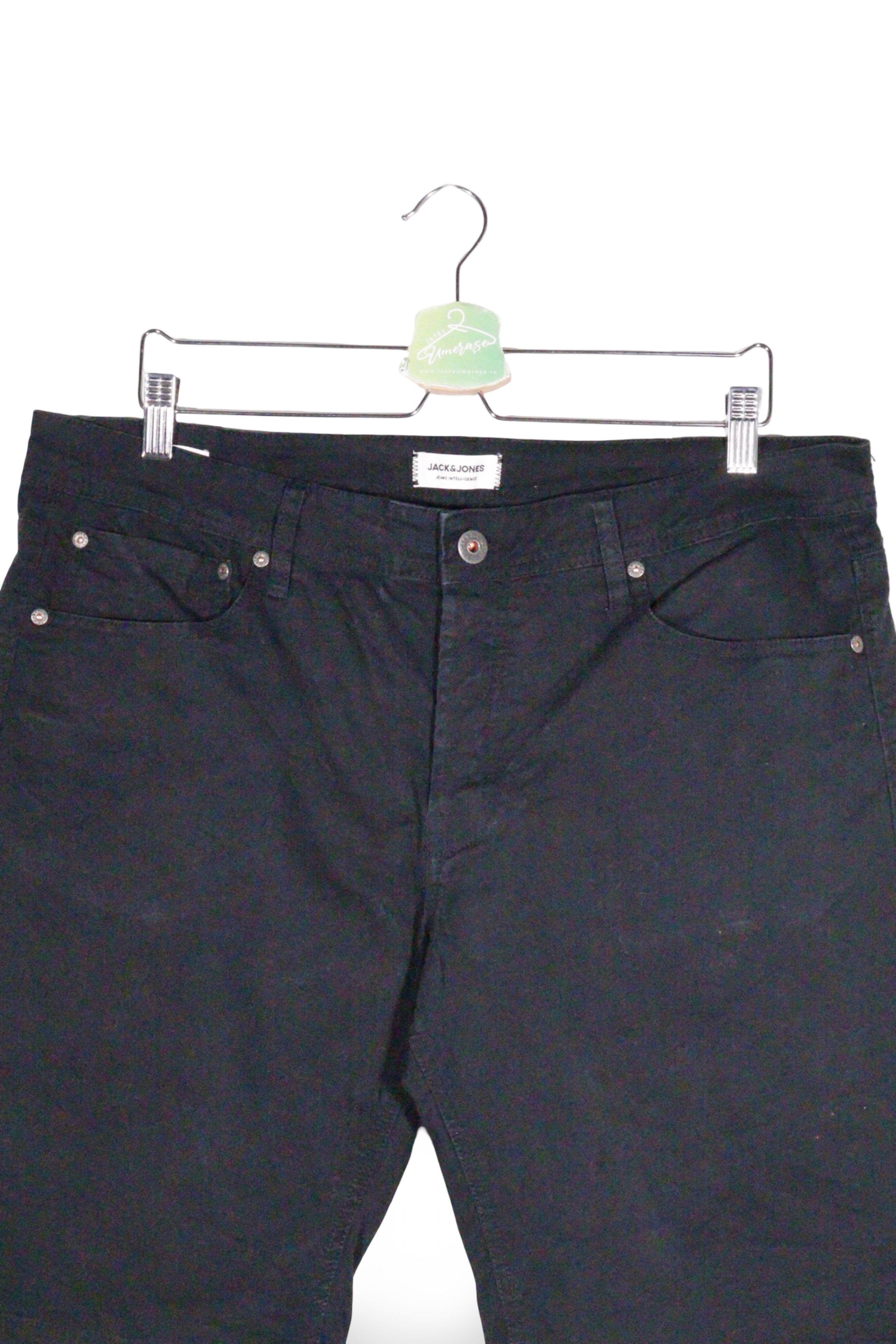Pantaloni scurți - JACK&JONES negri din bumbac cu croiala dreapta – XL – Bărbați - detaliu