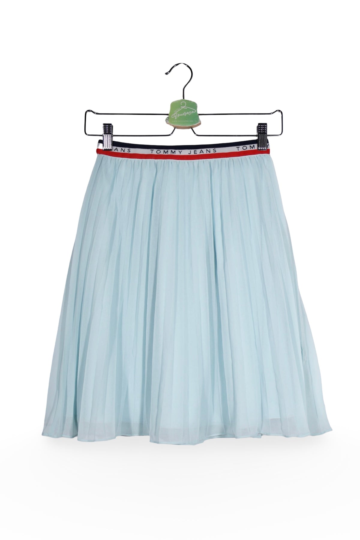 Fustă - Tommy Hilfiger albastru deschis plisată din material fluid – S – Femei - fata