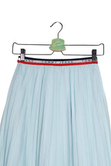 Fustă - Tommy Hilfiger albastru deschis plisată din material fluid – S – Femei - detaliu