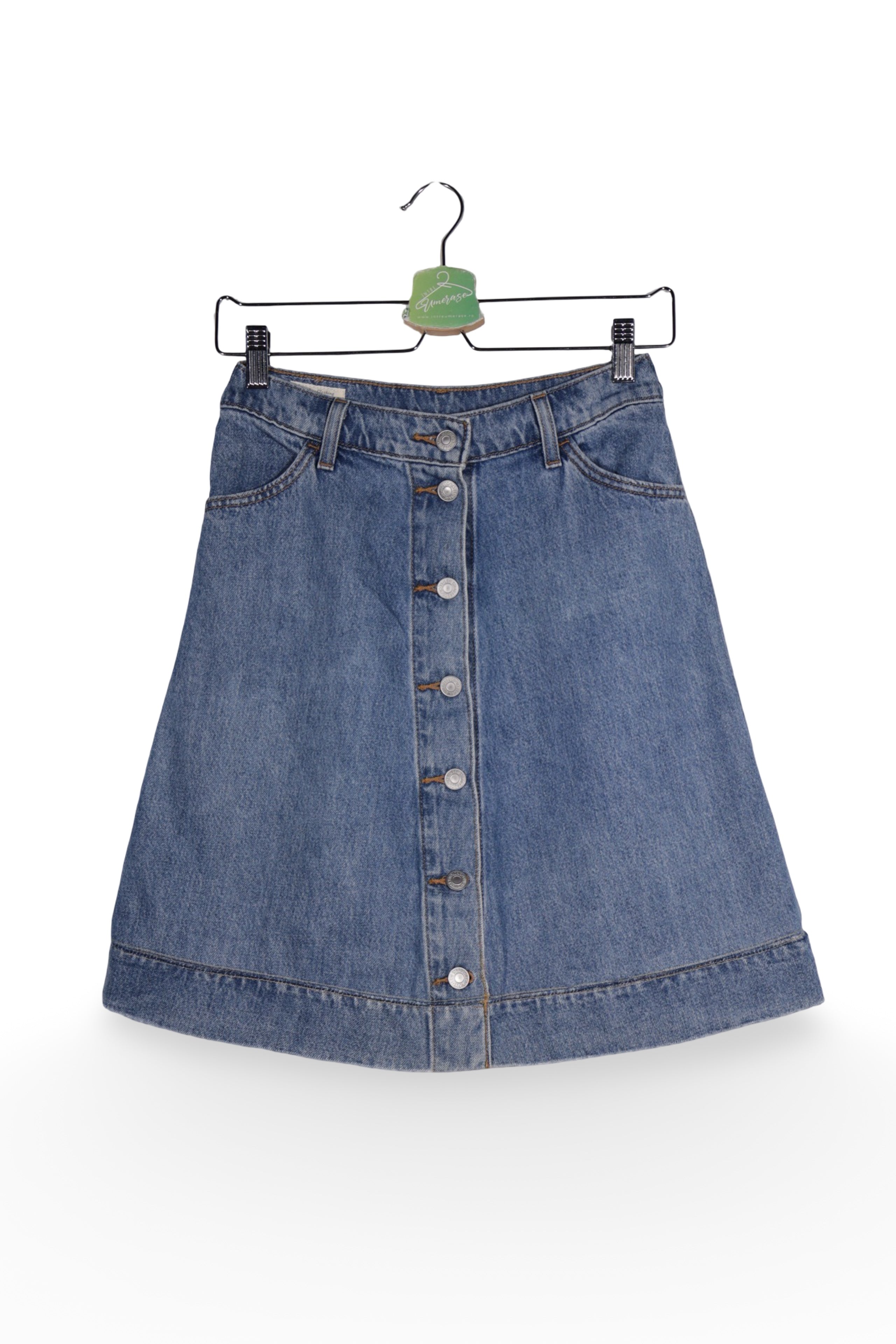 Fustă - Levi's denim albastru cu inchidere pe nasturi – XS – Femei - fata