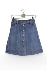 Fustă - Levi's denim albastru cu inchidere pe nasturi – XS – Femei - fata