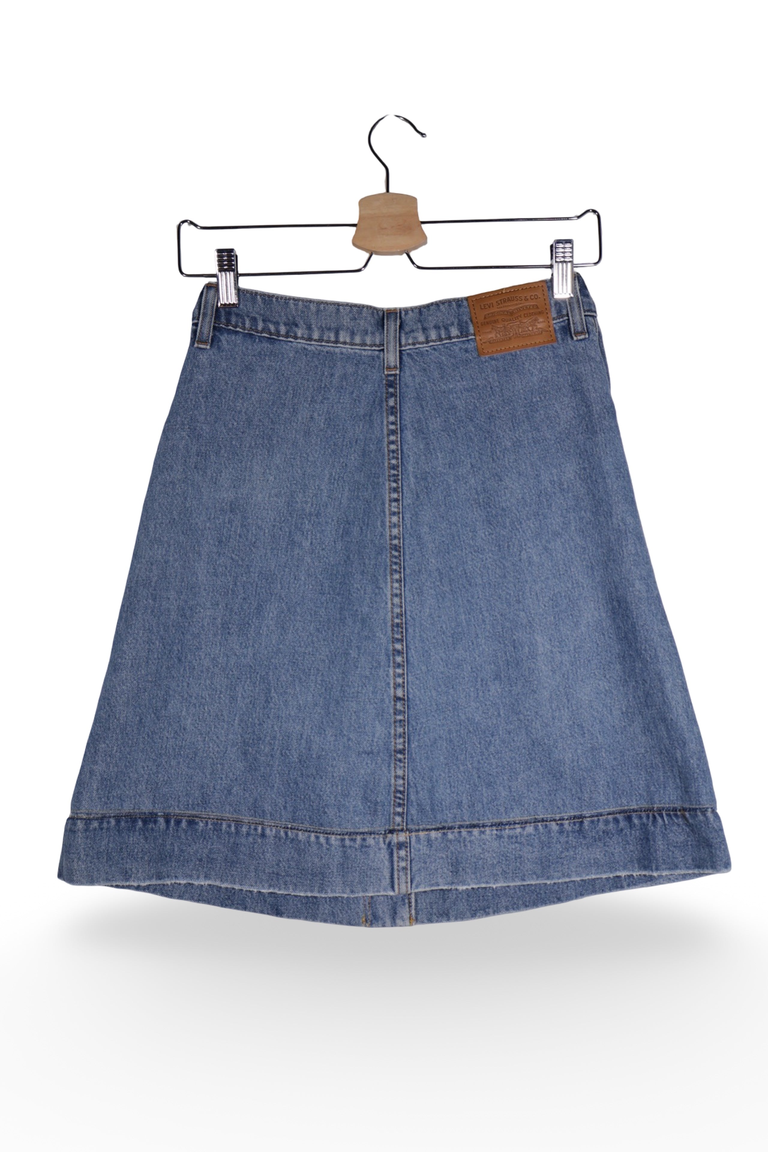 Fustă - Levi's denim albastru cu inchidere pe nasturi – XS – Femei - spate
