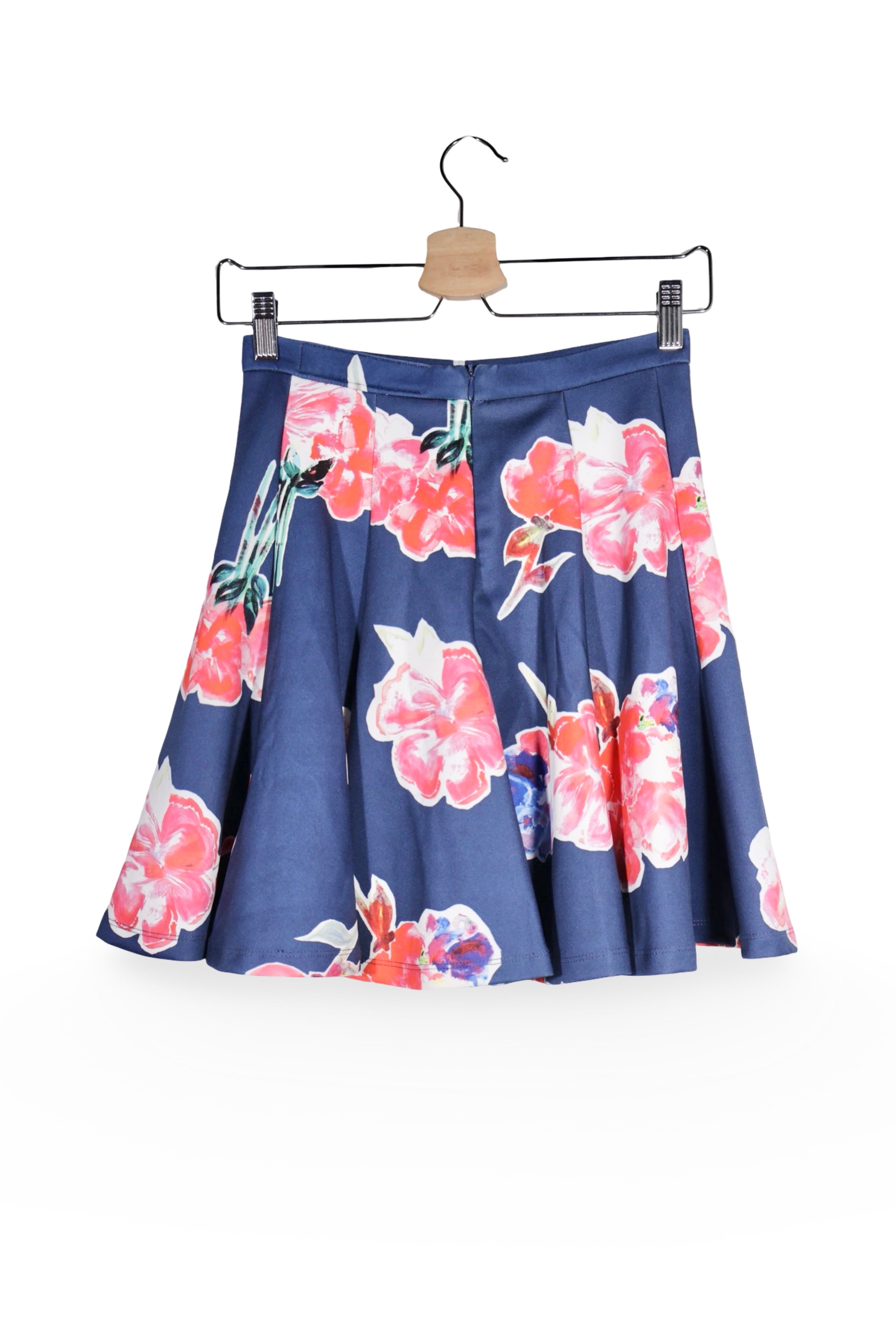 Fustă - Superdry bleumarin cu imprimeu floral, plisata – XS – Femei - spate
