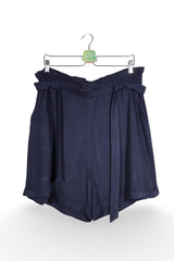Pantaloni scurți - Hampton Republic bleumarin din viscoza cu talie inalta si cordon – L – Femei - fata