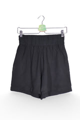 Pantaloni scurți - Sisley negri cu talie elasticata si croiala lejera – L – Femei - fata