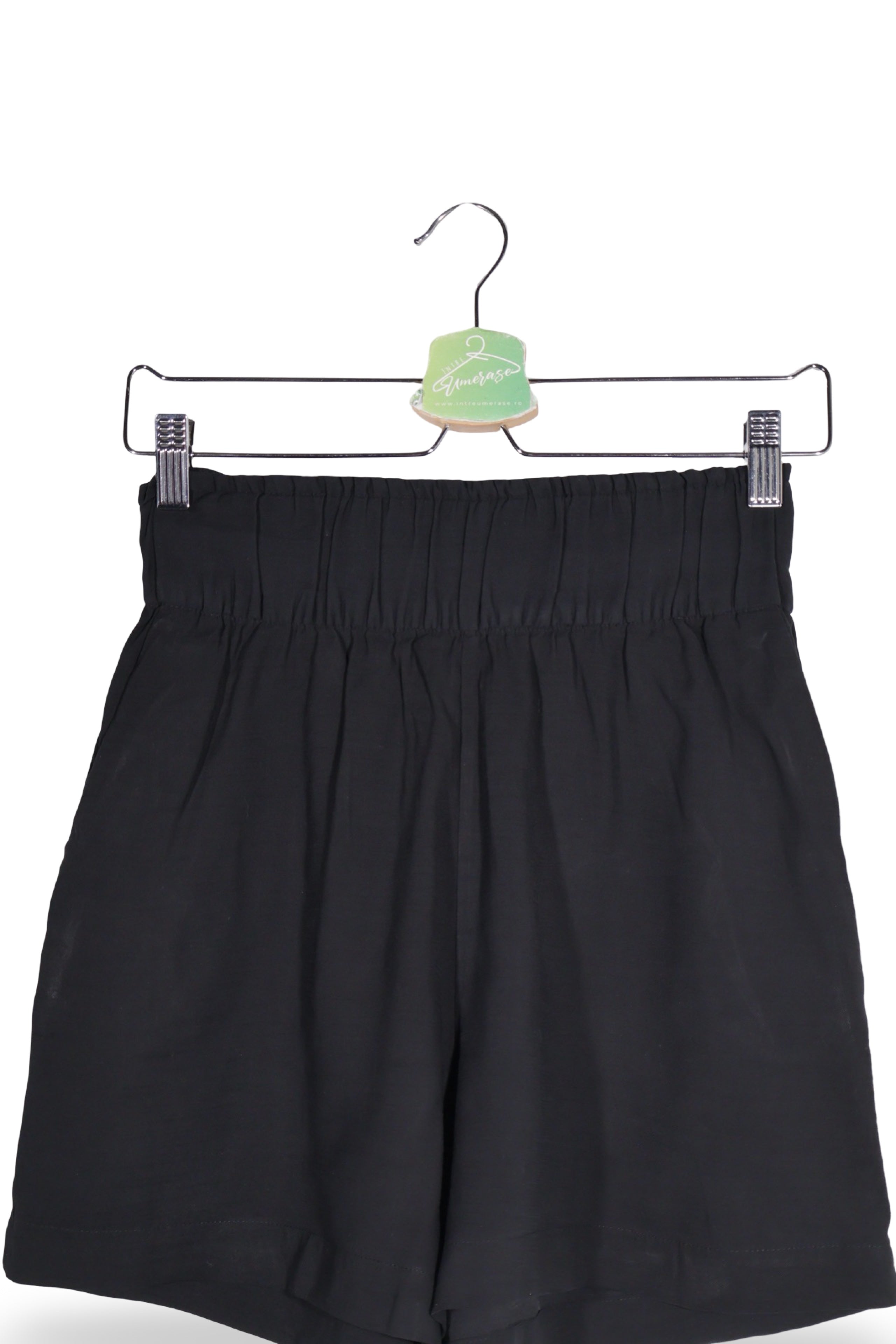 Pantaloni scurți - Sisley negri cu talie elasticata si croiala lejera – L – Femei - detaliu