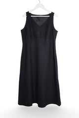 Rochie - Lands' End neagră cu croială simplă și decolteu în V – L – Femei - fata