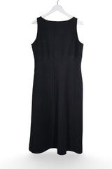 Rochie - Lands' End neagră cu croială simplă și decolteu în V – L – Femei - spate