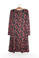 Rochie - Premium neagră cu imprimeu floral si croială fluidă – M – Femei - spate