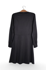 Rochie - Premium neagră din liocel cu linie fluidă – S – Femei - spate