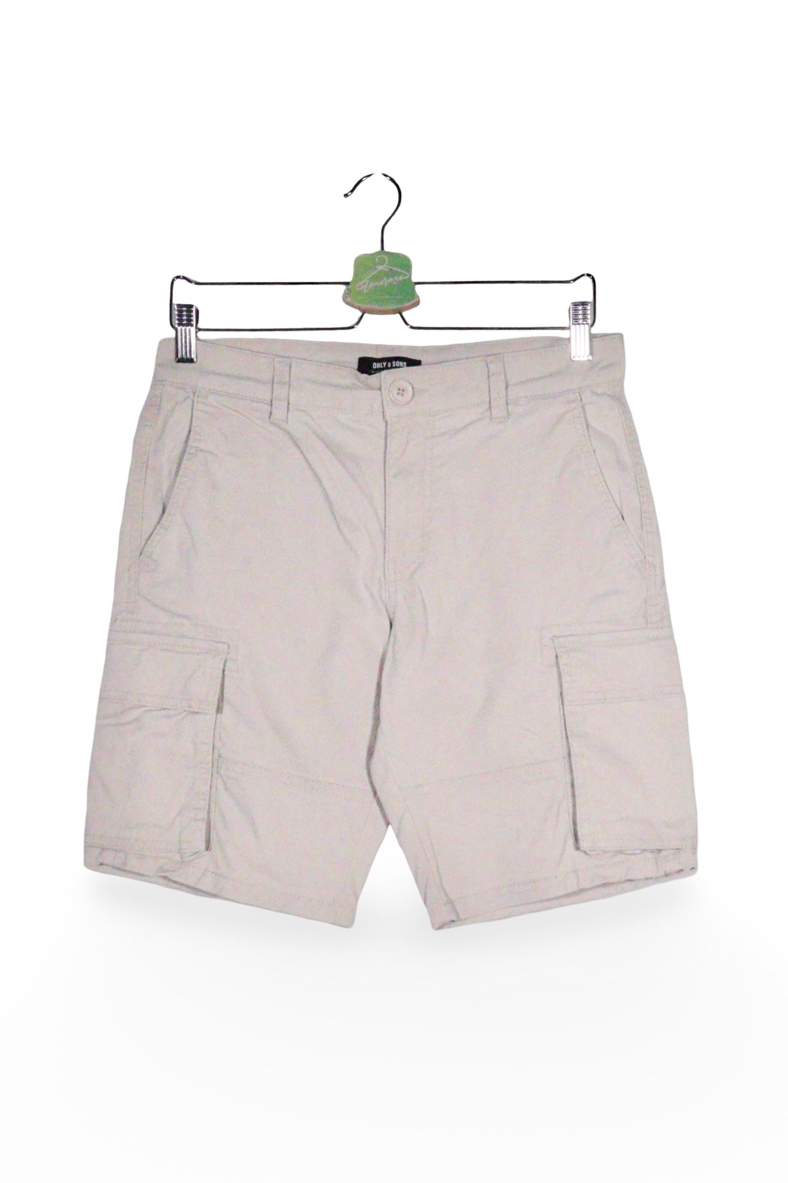 Pantaloni scurți - ONLY&SONS bej deschis din bumbac cu buzunare cargo – S – Bărbați - fata