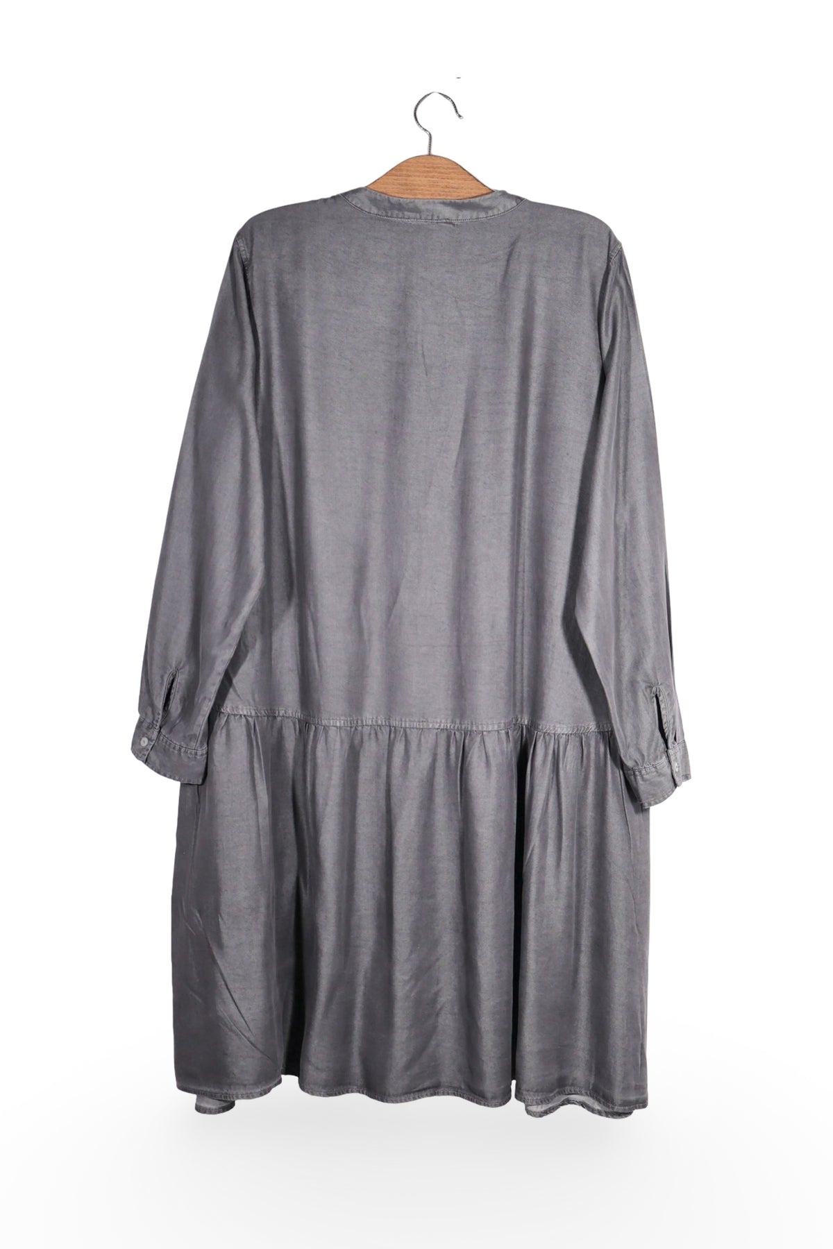 Rochie - Premium gri din Tencel cu linie lejera – L – Femei - spate