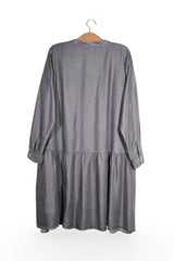 Rochie - Premium gri din Tencel cu linie lejera – L – Femei - spate