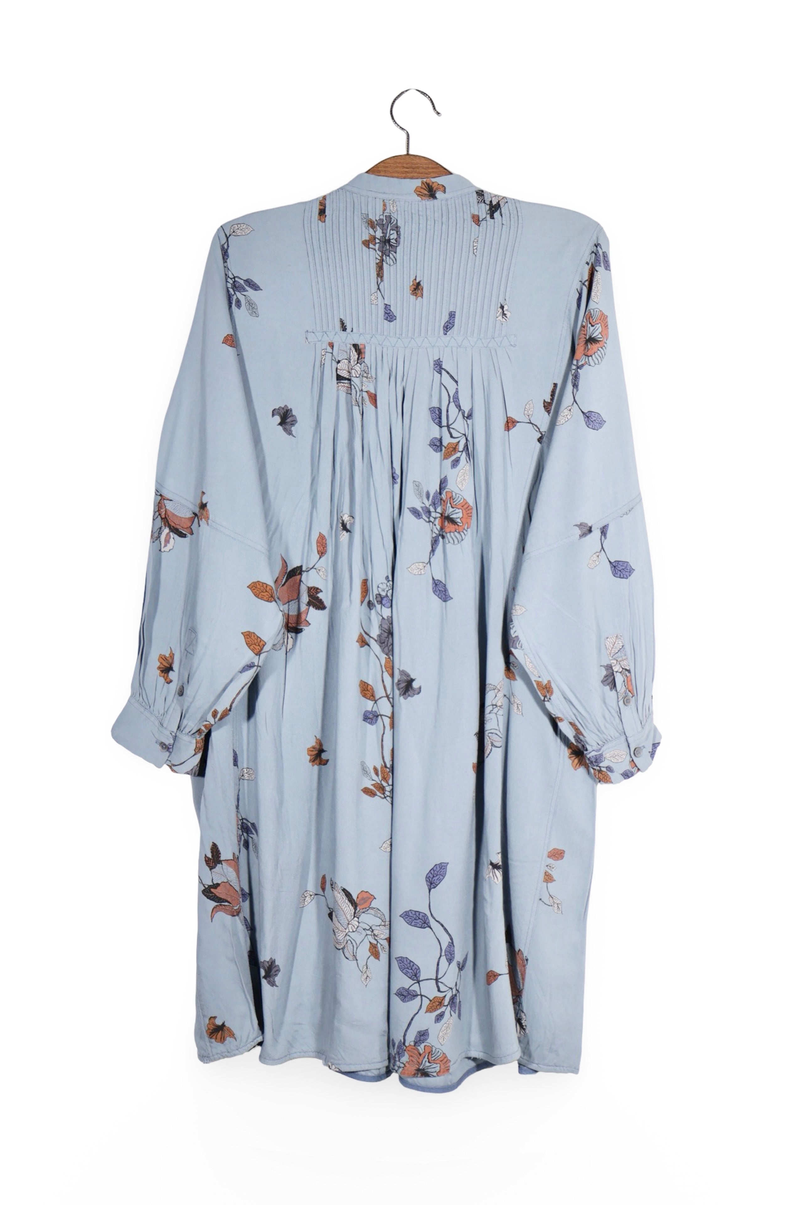 Rochie - Noa Noa bleu deschis cu imprimeu floral si pliuri fine – L – Femei - spate