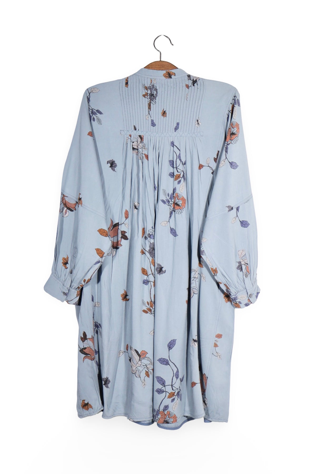 Rochie - Noa Noa bleu deschis cu imprimeu floral si pliuri fine – L – Femei - spate
