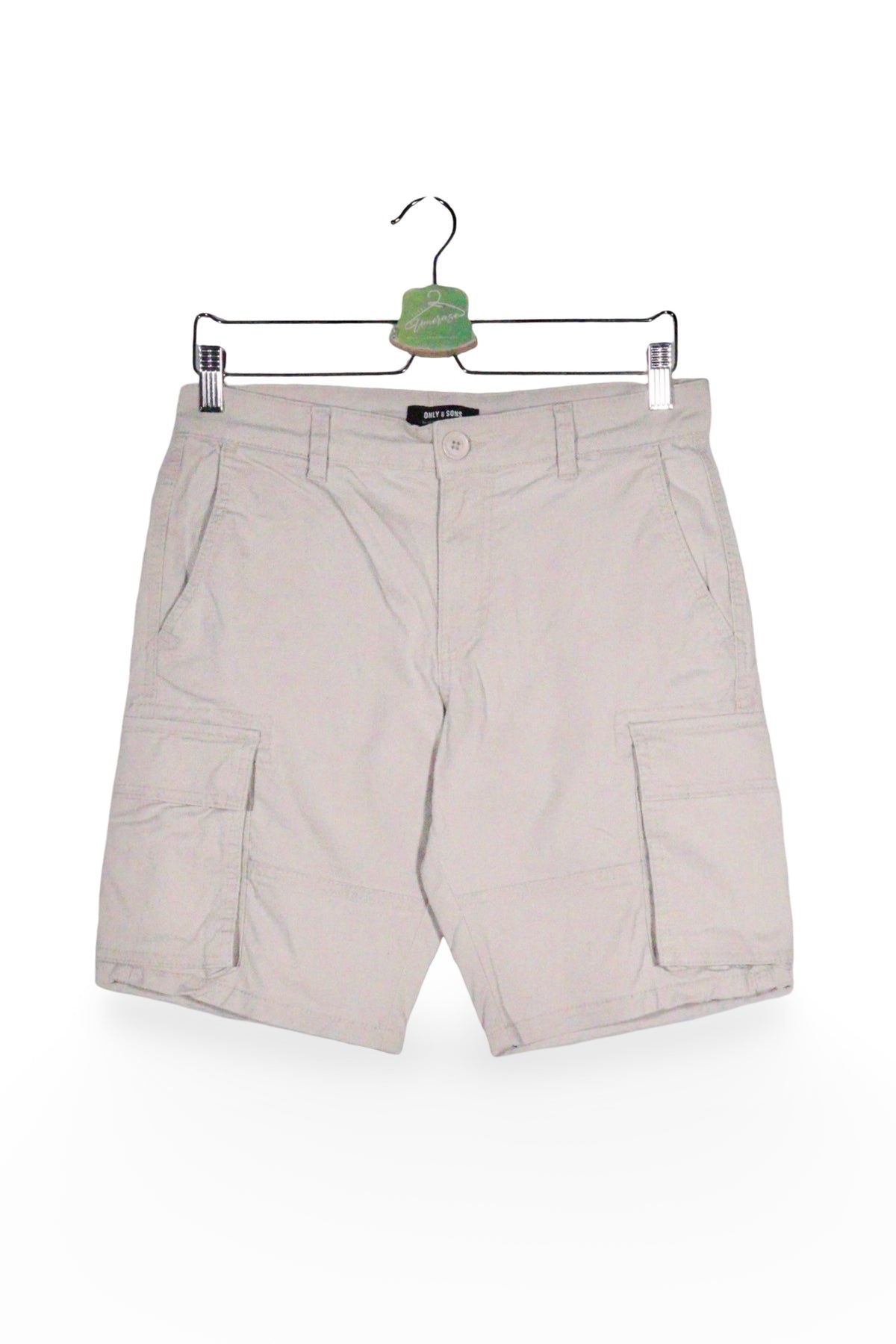 Pantaloni scurți - ONLY&SONS bej deschis din bumbac cu buzunare cargo – S – Bărbați - fata
