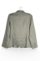 Sacou - Premium verde-oliv din in cu croiala lejera – L – Femei - spate