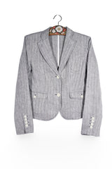 Sacou - Premium gri din in cu linii curate – M – Femei - fata