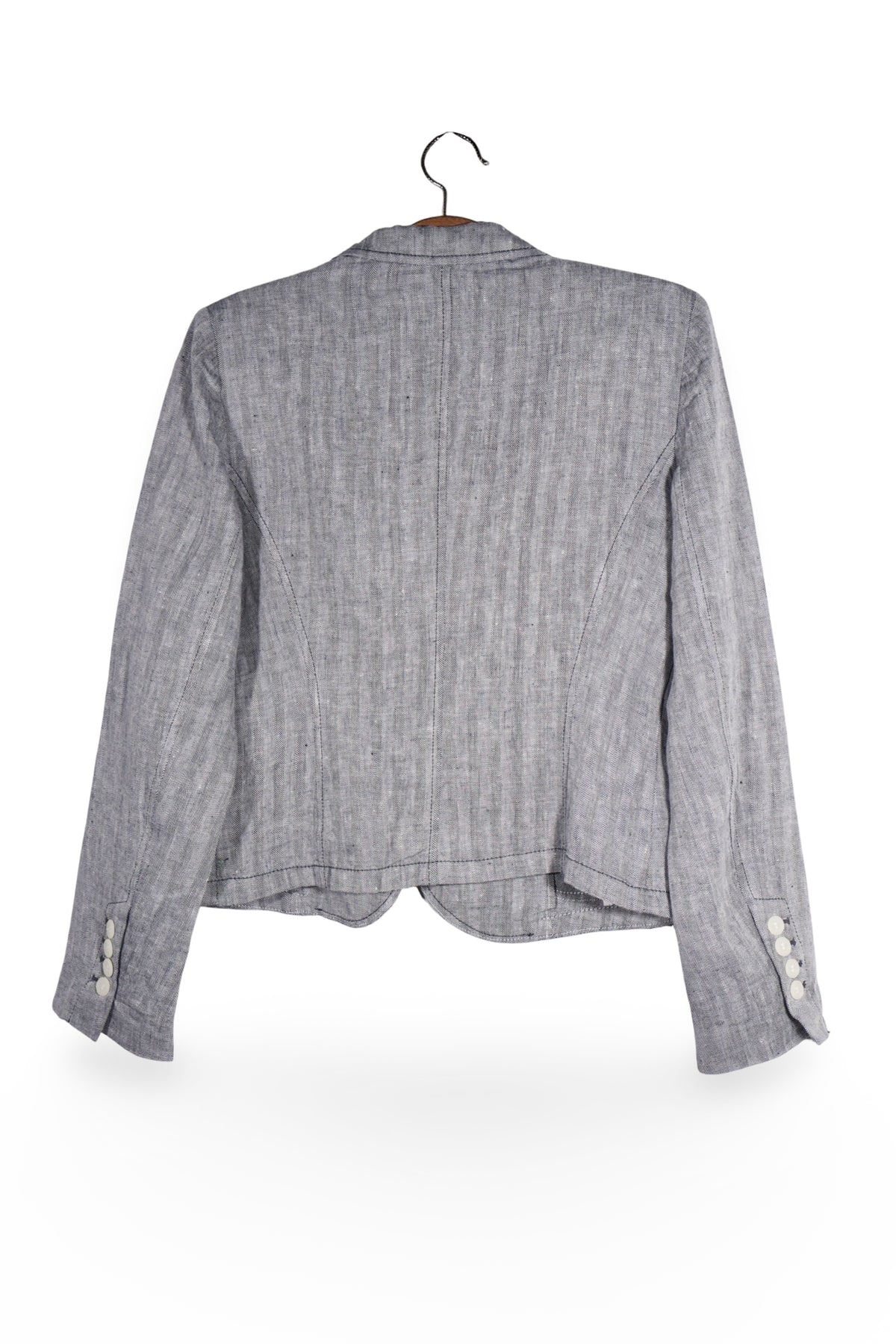 Sacou - Premium gri din in cu linii curate – M – Femei - spate