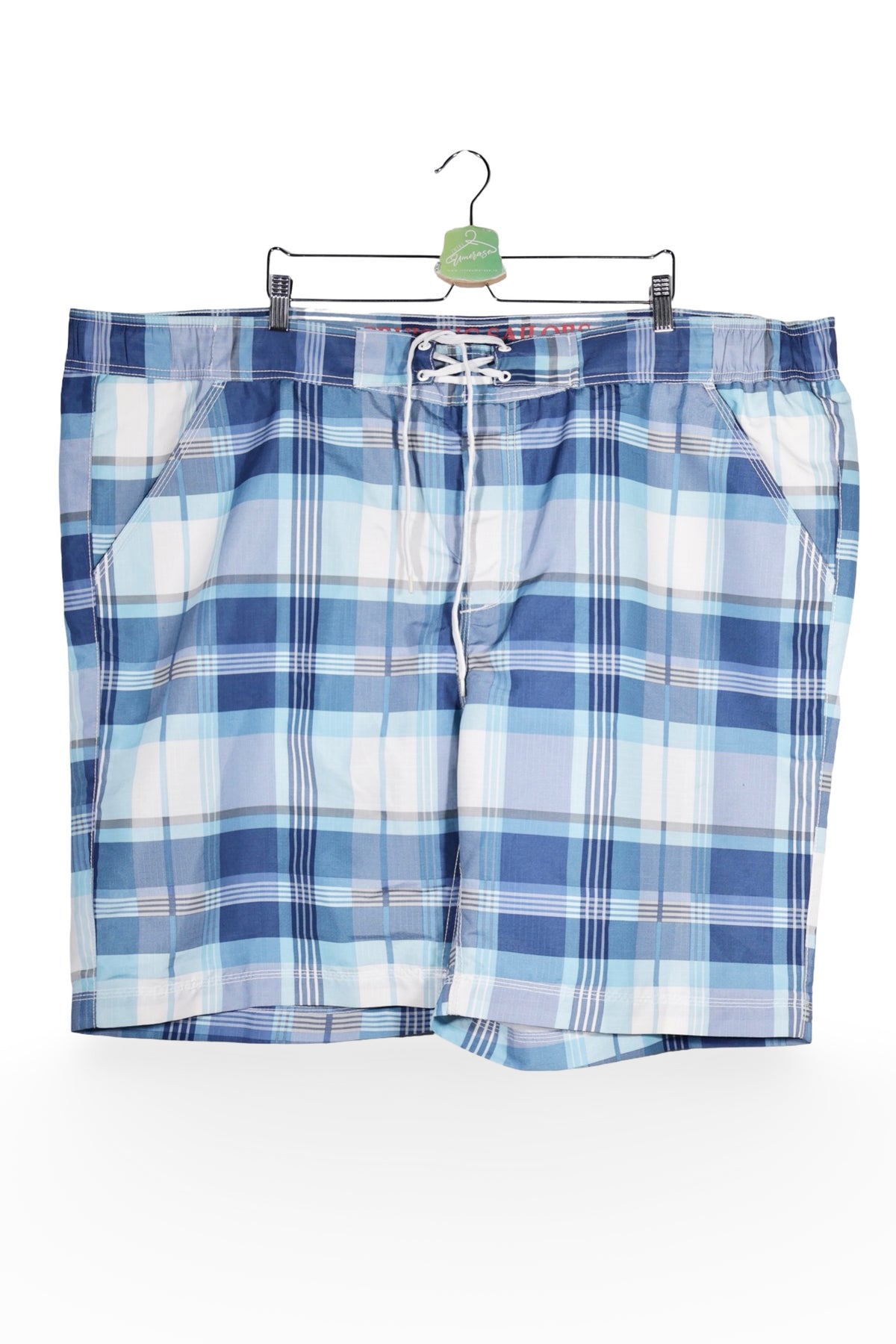 Pantaloni scurți - C&A carouri albastre din poliester cu croială lejeră – 4XL+ – Bărbați - fata