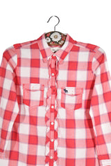 Cămașă - Abercrombie&Fitch carouri rosii din bumbac cu broderie decorativa – S – Femei - detaliu