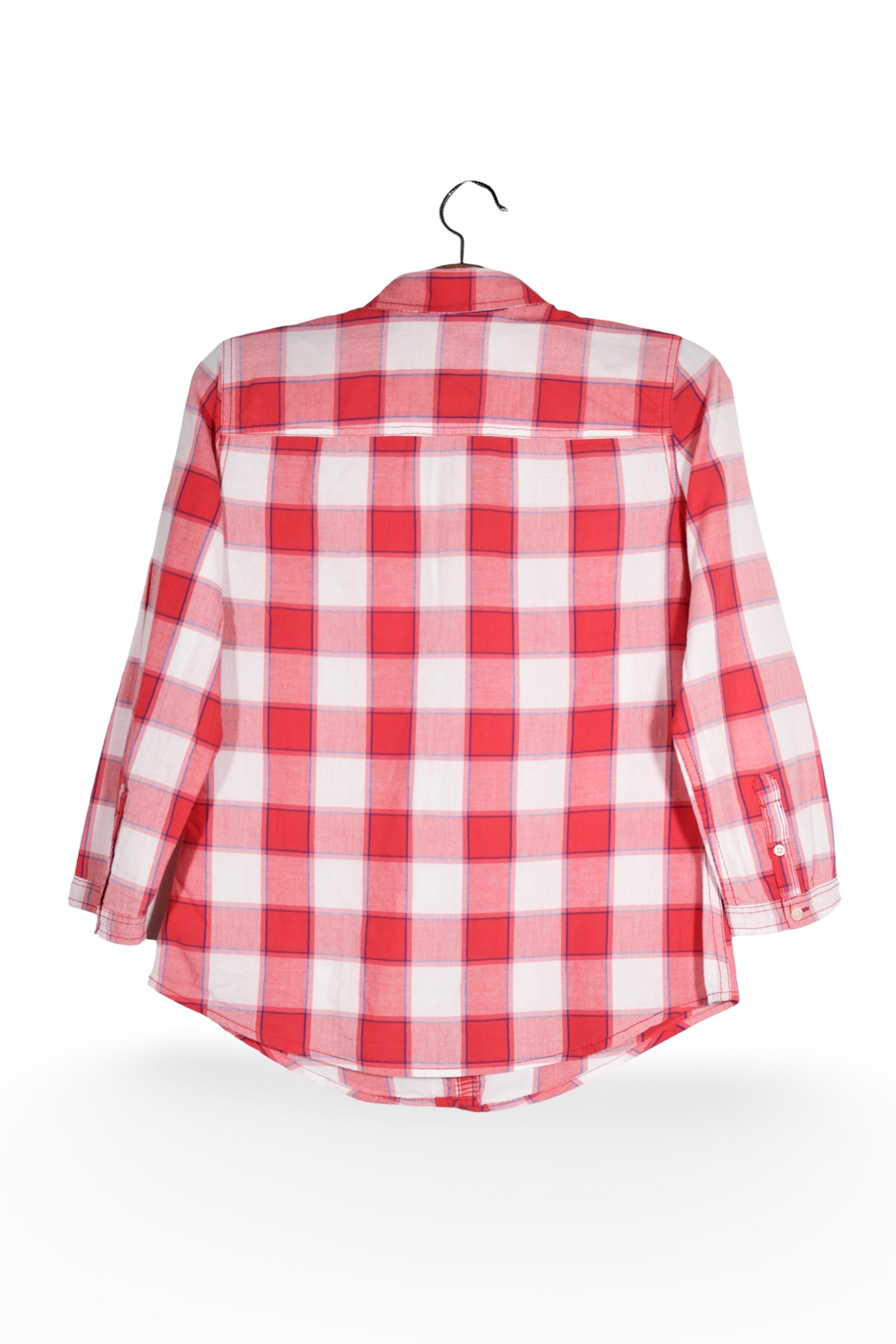 Cămașă - Abercrombie&Fitch carouri rosii din bumbac cu broderie decorativa – S – Femei - spate