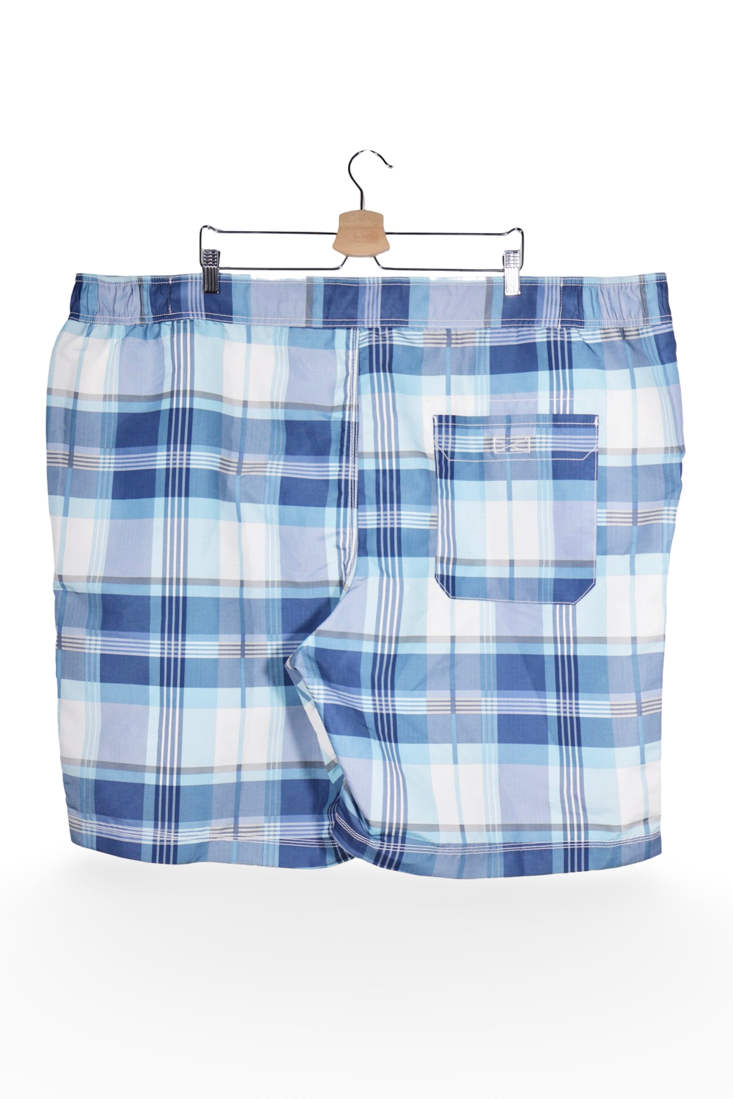 Pantaloni scurți - C&A carouri albastre din poliester cu croială lejeră – 4XL+ – Bărbați - spate