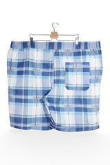 Pantaloni scurți - C&A carouri albastre din poliester cu croială lejeră – 4XL+ – Bărbați - spate