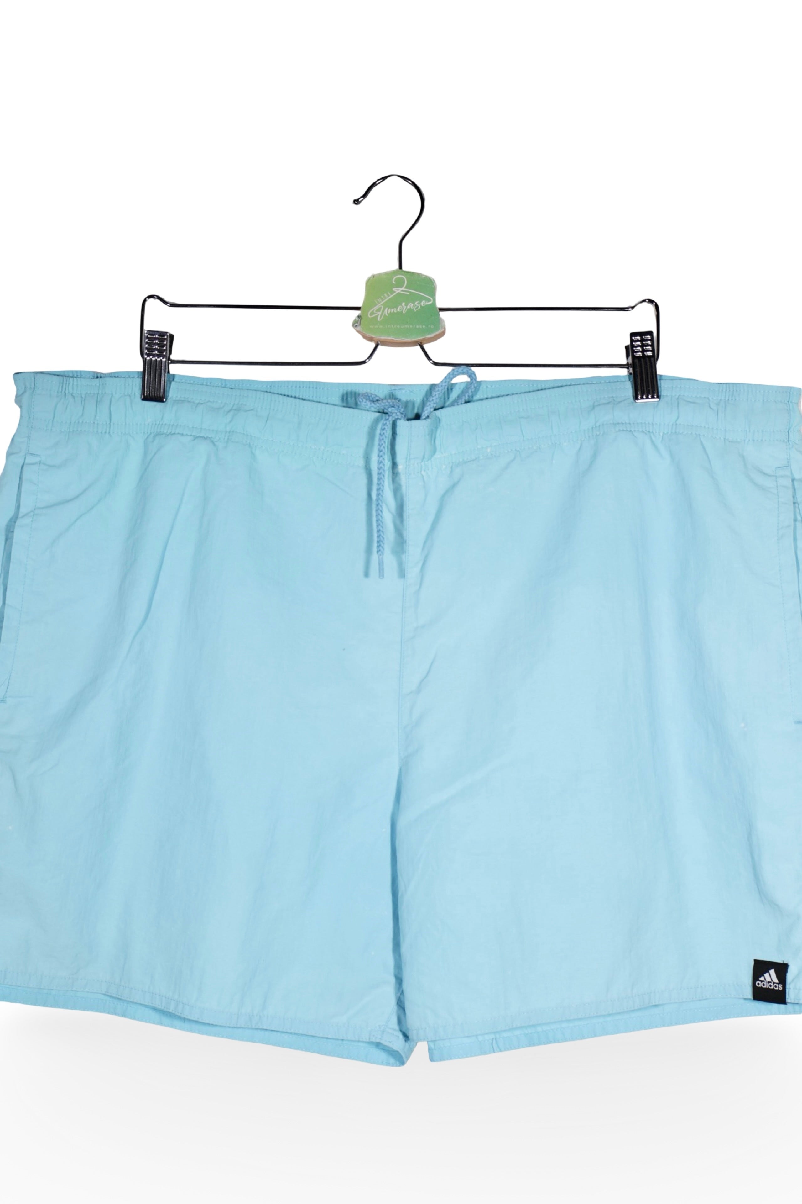 Pantaloni scurți - Adidas albastru deschis din material usor, cu croiala relaxata – XXL – Bărbați - detaliu