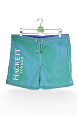 Pantaloni scurți de baie - Premium verzi-turcoaz cu imprimeu lateral si croiala lejera – L – Bărbați - fata