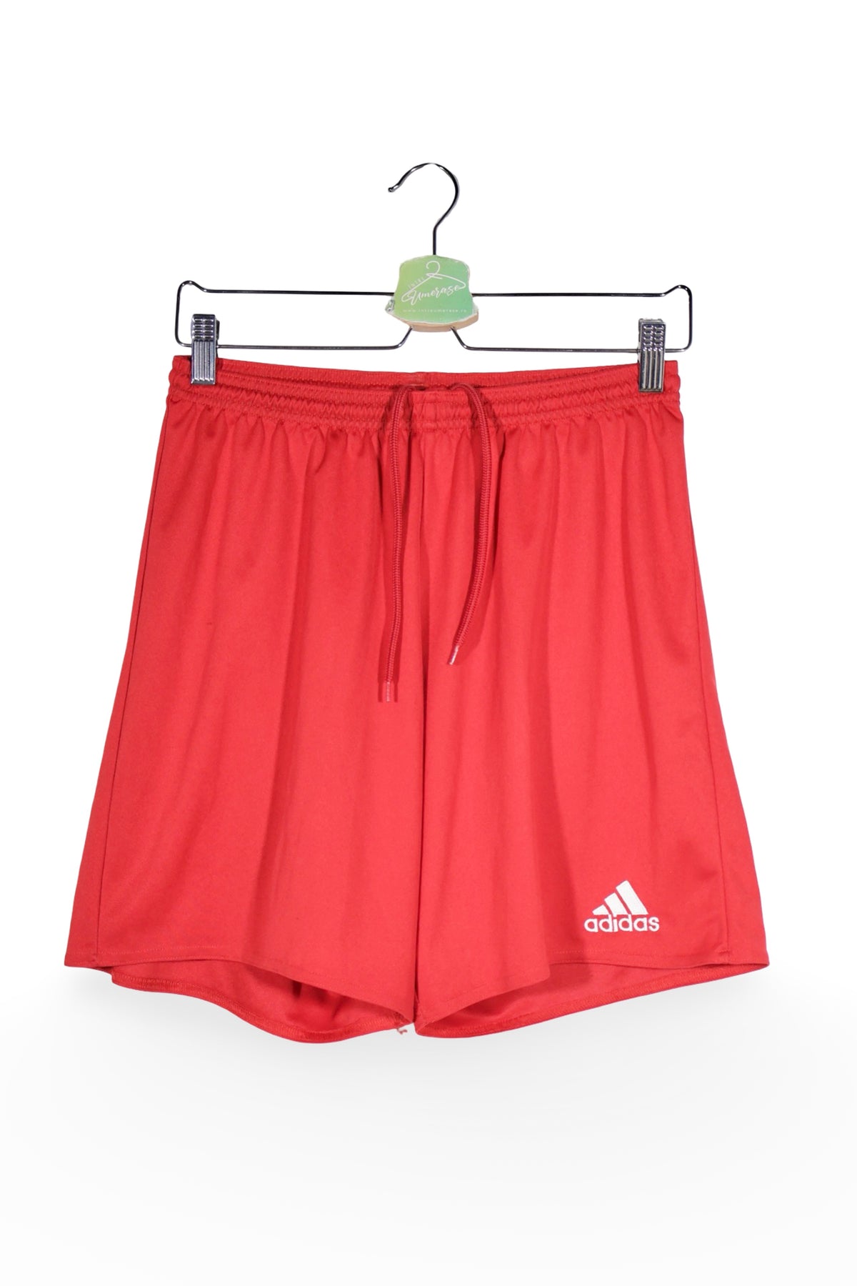 Pantaloni scurți - Adidas roșii din material sport cu talie elastică – M – Femei - fata
