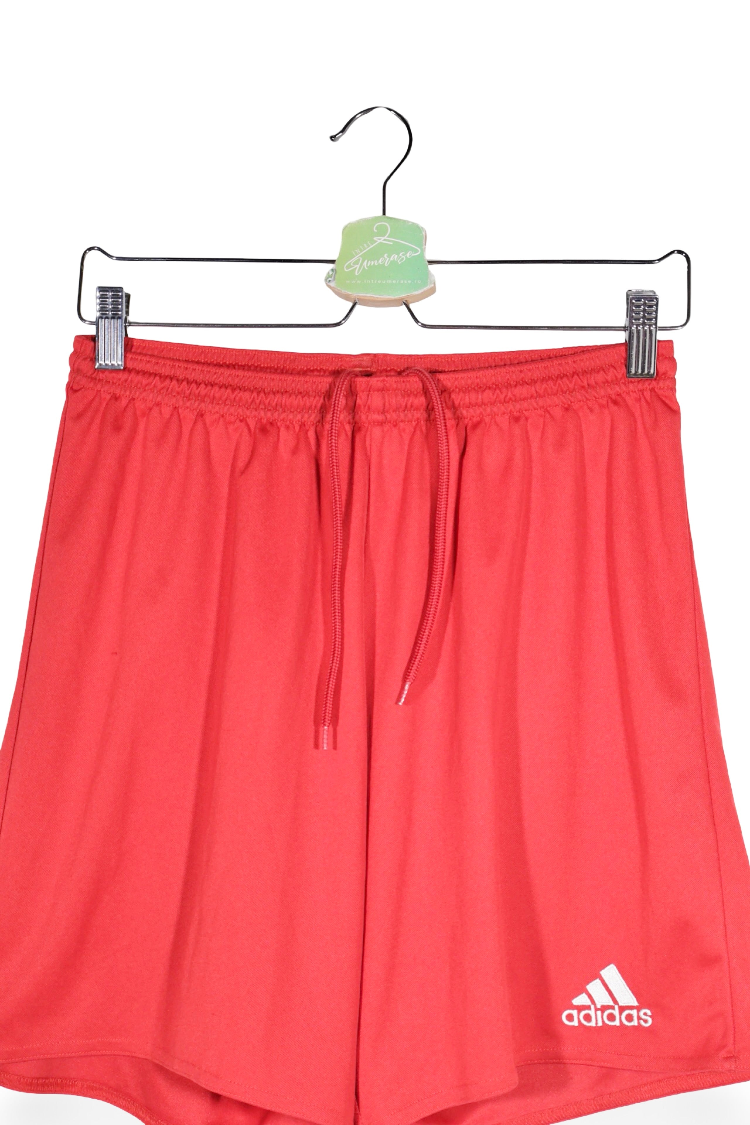 Pantaloni scurți - Adidas roșii din material sport cu talie elastică – M – Femei - detaliu