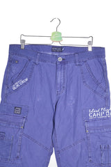 Pantaloni scurți - Camp David albastru-violet din bumbac cu buzunare cargo – L – Bărbați - detaliu