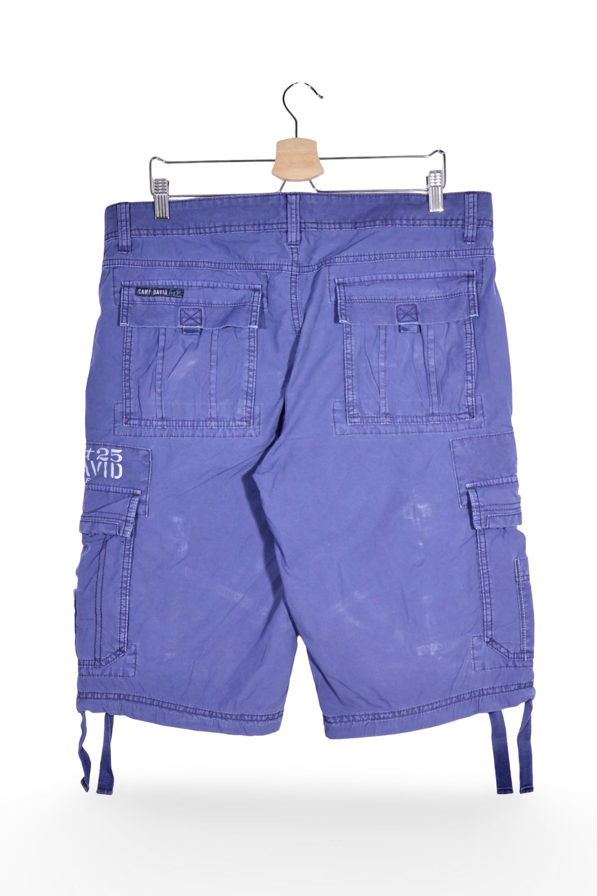 Pantaloni scurți - Camp David albastru-violet din bumbac cu buzunare cargo – L – Bărbați - spate