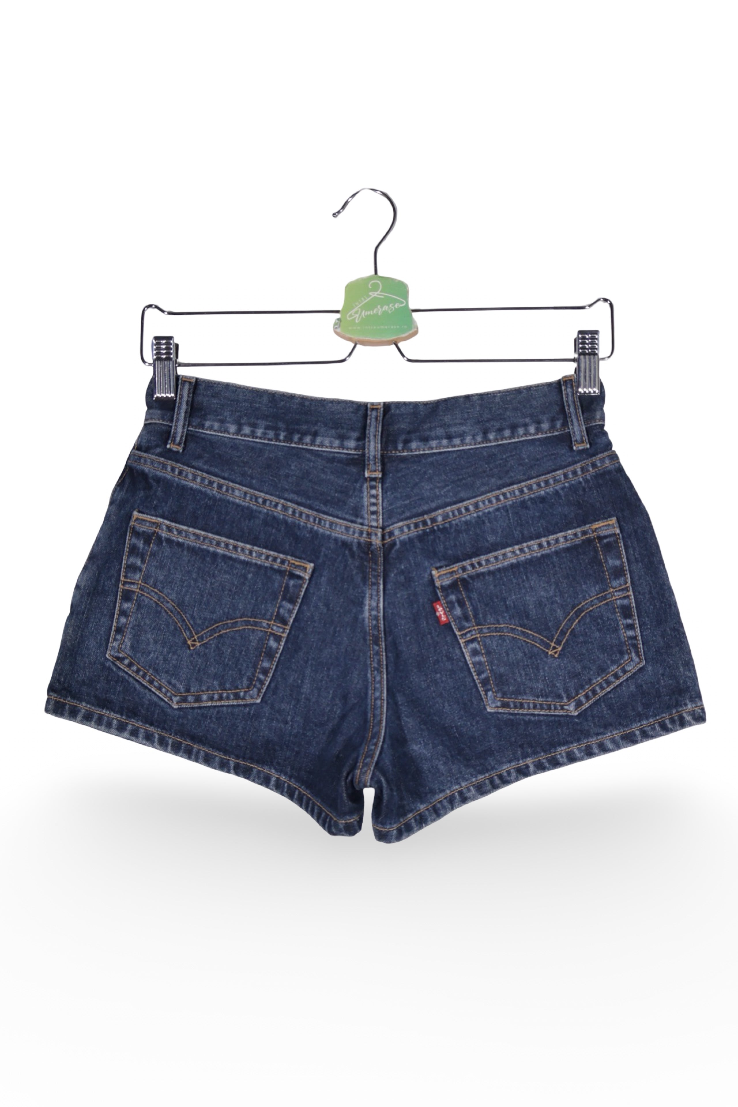 Blugi scurți - Levi's albaștri din denim cu croială scurtă – S – Femei - detaliu