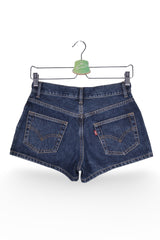 Blugi scurți - Levi's albaștri din denim cu croială scurtă – S – Femei - detaliu