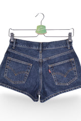 Blugi scurți - Levi's albaștri din denim cu croială scurtă – S – Femei - spate