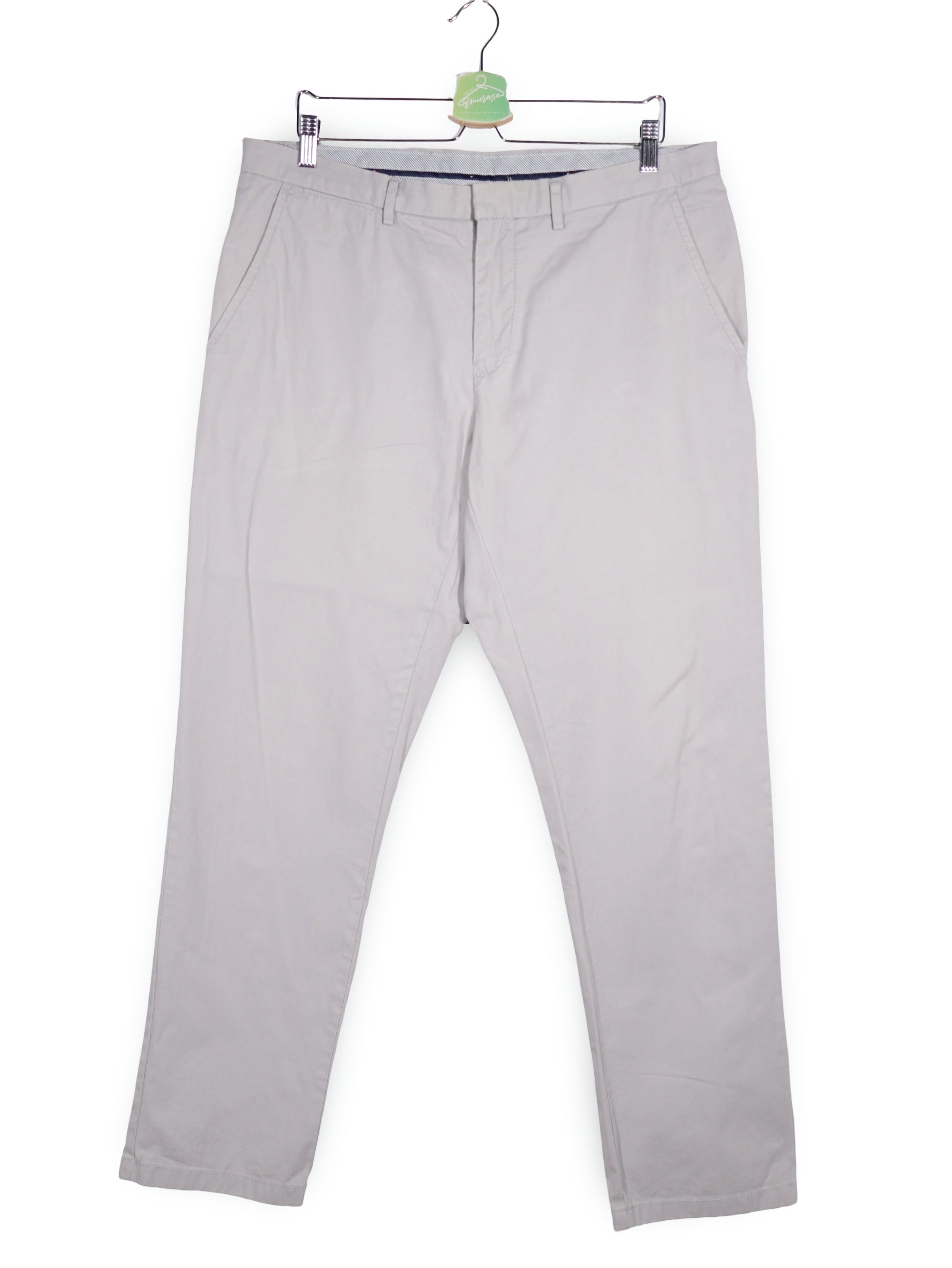Pantaloni Tommy Hilfiger gri deschis mărime L vedere din față second-hand premium