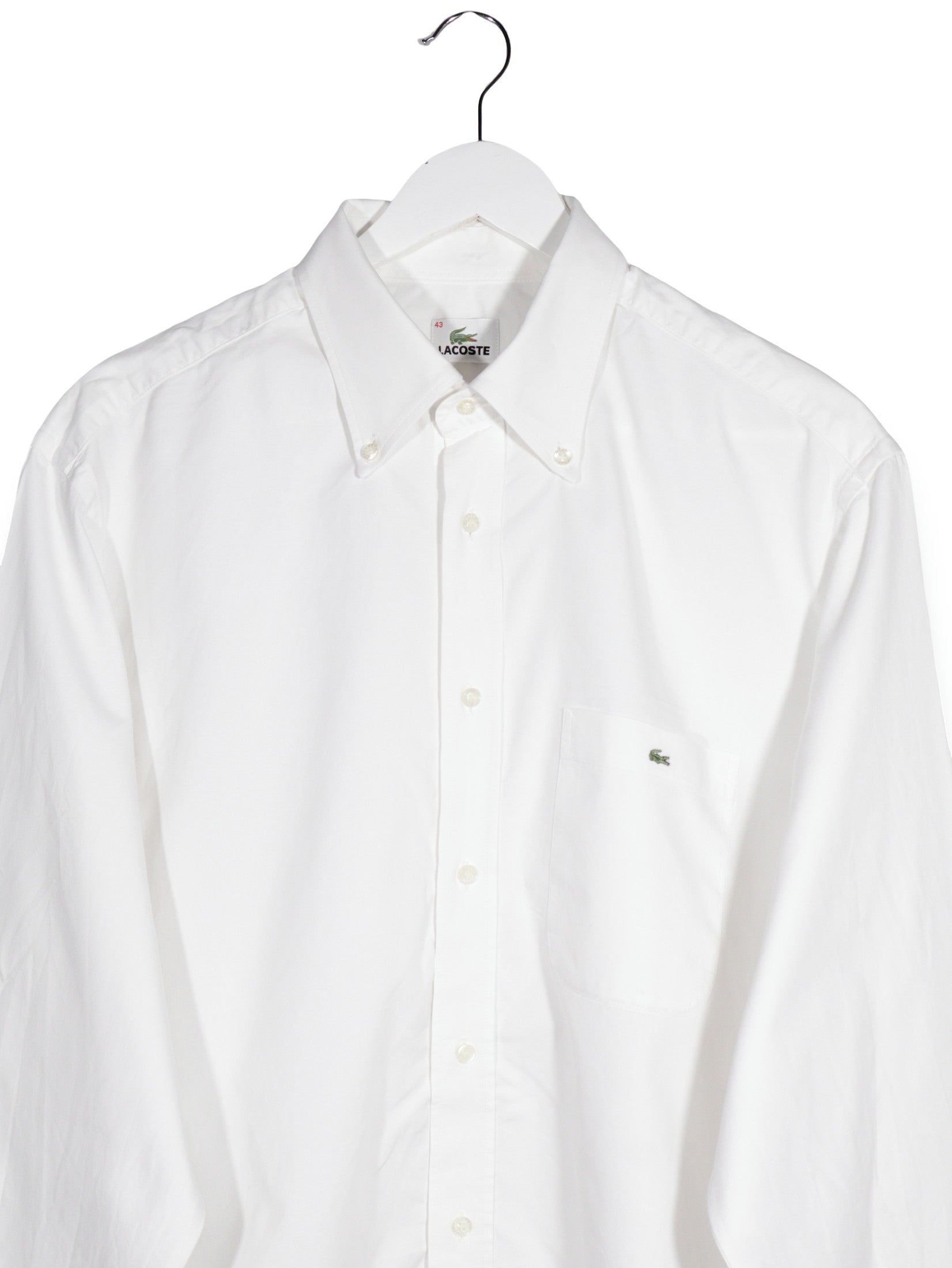 Camasa LACOSTE alb mărime XL detaliu material și croială second-hand premium